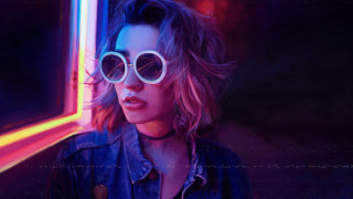 Neon pink haired woman cyberpunk - alena aenami free wallpaper
