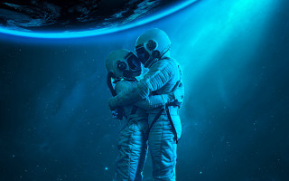 Space astronaut hug planet stars - filip hodas free wallpaper