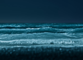 Dark blue ocean waves moon - the shore free wallpaper