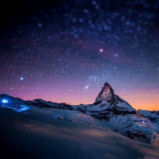 Mountain star filled sky stars 13 - a matte painting free wallpaper