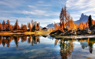 Lake trees house mountain blue - bernd fasching free wallpaper