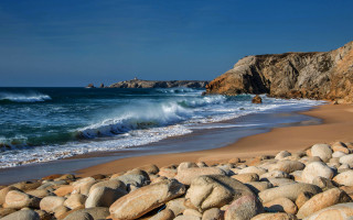 Beach wave person surfboard landscape - a surfboard free wallpaper