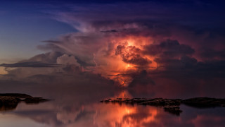Large cloud sunset lighthouse mountain - a large cloud free wallpaper