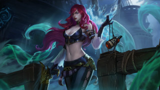 Pink haired sword woman ship - a ship in the background free wallpaper