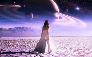 Desert woman white dress space - the desert free wallpaper