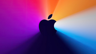 Apple rainbow light ray gradient - center free wallpaper