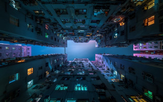 Tall building neon lights cyberpunk - tall building free wallpaper