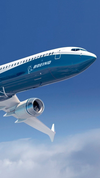 Large blue white airplane flying 3 - free airplane wallpaper