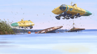 Boat crane painting pleinair hopper - a painting of a boat free wallpaper