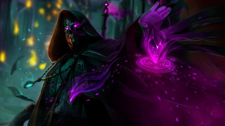 Purple mage holding glowing arcane - a purple light free wallpaper
