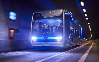 Bus night street lights blue - a bus free wallpaper