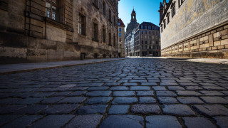 Cobblestone street clock tower berlin - berlin secession free wallpaper