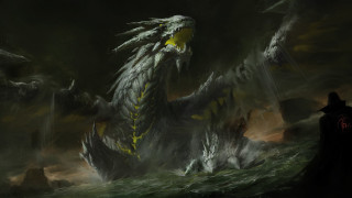 Dragon hooded figure dark background - darek zabrocki free wallpaper