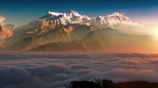 Mountain range sunset city lake - arthur pan free wallpaper