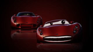 Red car face side photorealism - a face free wallpaper