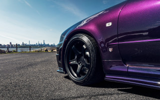 Purple car city skyline cobra - a purple car free wallpaper