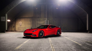 Red sports car night parking - a parking lot free wallpaper