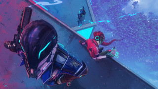 Futuristic skateboarder planet city night - anton fadeev free wallpaper