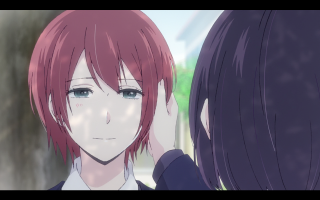Redhair blueeyes sadgirl schooluniform anime - a sad face free wallpaper