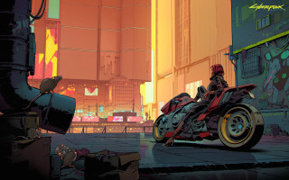 Motorcycle city night neon retrofuturism - a neon background free wallpaper