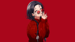 Clown nose red nails portrait - her mouth free wallpaper