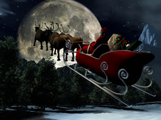 Sleigh reindeers presents flying full - a sleigh free wallpaper