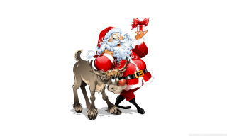 Cartoon santa reindeer red bow - his head free wallpaper for desktop