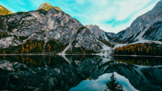 Mountain lake forest sky water 5 - a matte painting free wallpaper