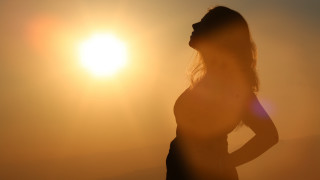 Woman silhouette sunset backlighting moon - bettina heinenayech free wallpaper