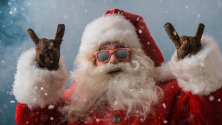 Santa peace sign sunglasses christmas - a red jacket free wallpaper
