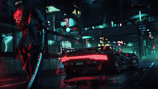 Futuristic car sci fi character - neon free wallpaper