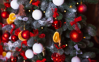 Christmas tree ornaments lights bow - ornament free wallpaper