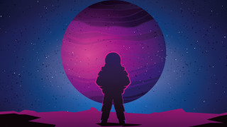 Space astronaut purple sky stars - a person free wallpaper