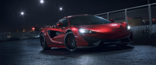 Red sports car night street - f 8 aperture free wallpaper