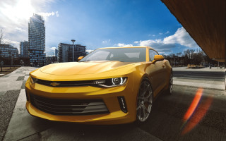 Yellow car street cityscape urban - unreal free wallpaper