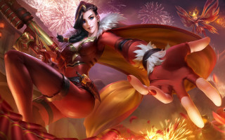Red woman sword fireworks league - firework free wallpaper