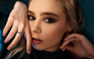 Romantic jewelry portrait woman hand - her finger free wallpaper