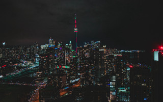 City skyline night red light - bruce munro free wallpaper