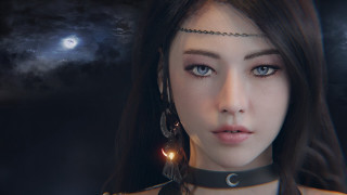 Gothic moonlight 3d render blue - unreal engine 5 quality free wallpaper