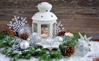 Lantern candle snow pinecones ornamental - pine free wallpaper