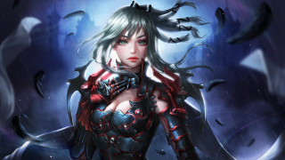 Woman armor sword birds water - dark fantasy art free wallpaper