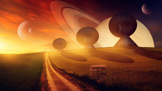 Road sky objects sunset space - sci fi free wallpaper