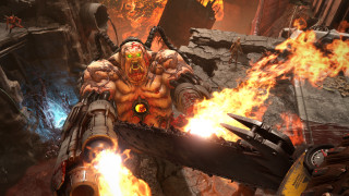 Demonic man fire gun flames - unreal engine 5 free wallpaper