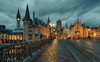 City bridge clocktower night cloudy - barthel bruyn free wallpaper