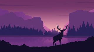 Deer hill lake sunset mountains - surreal free wallpaper