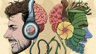Psychedelic man headphones flower brain - tristan eaton free wallpaper
