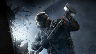Man holding hammer destroyed building - a hammer free wallpaper