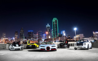 Cityscape luxury parked cars night - a group of cars free wallpaper