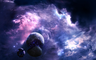 Space galaxy moon stars aurora 2 - galaxy free wallpaper