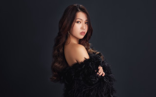 Woman black dress rococo studio - studio portrait free wallpaper